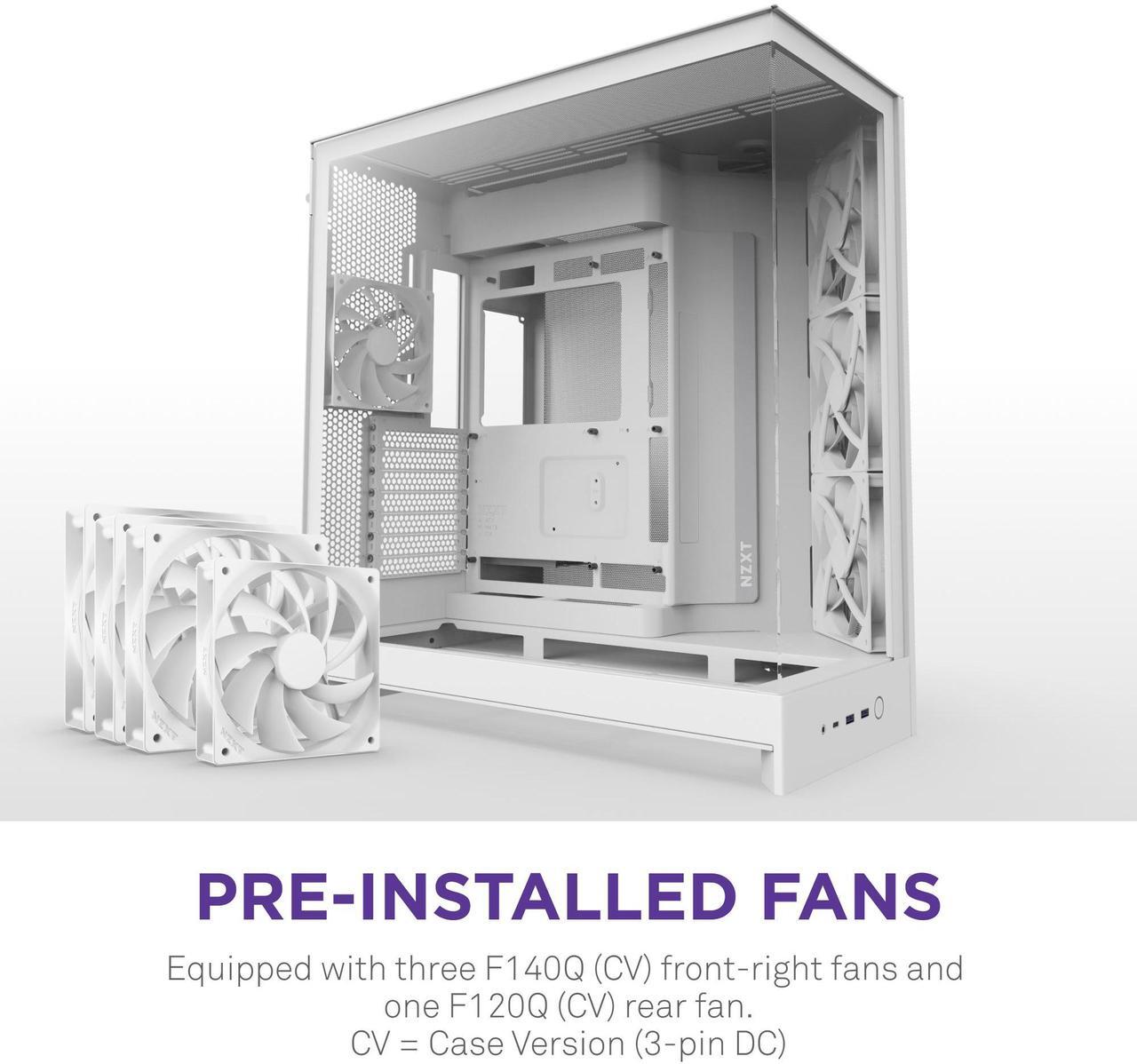 Alt view image 2 of 7 - NZXT H9 Flow (2025)  Large Dual-Chamber ATX Mid-Tower Airflow PC Case  Includes 3 x 140mm & 1 x 120mm Fans  420mm Radiator Support  Tempered Glass  Back-Connect Ready  White