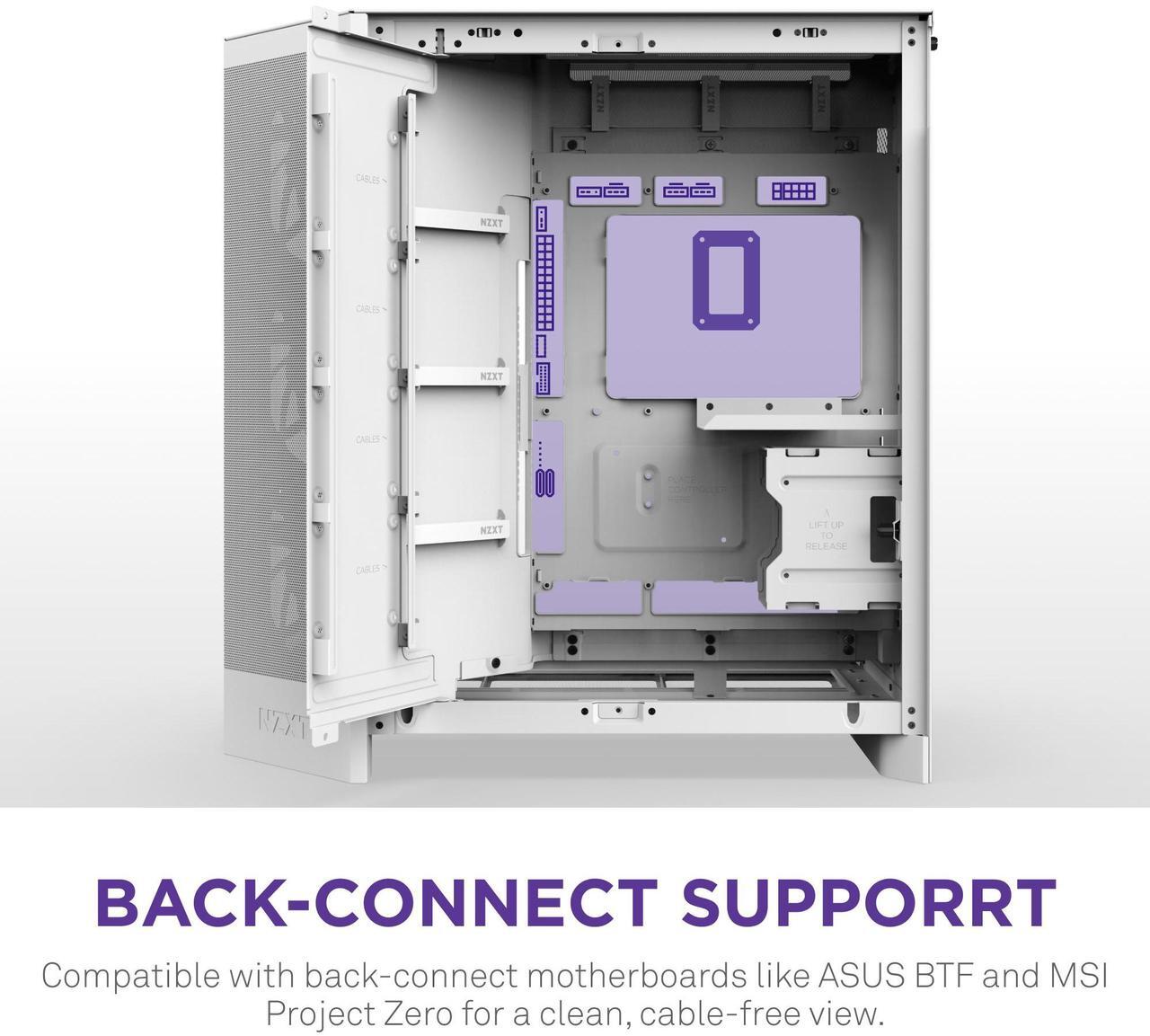 Alt view image 7 of 7 - NZXT H9 Flow (2025)  Large Dual-Chamber ATX Mid-Tower Airflow PC Case  Includes 3 x 140mm & 1 x 120mm Fans  420mm Radiator Support  Tempered Glass  Back-Connect Ready  White