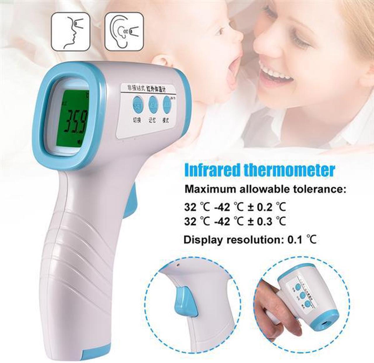 Alt view image 3 of 5 - Forehead Thermometer Digital Termometro For Non-Contact Fever Body & Object NEW