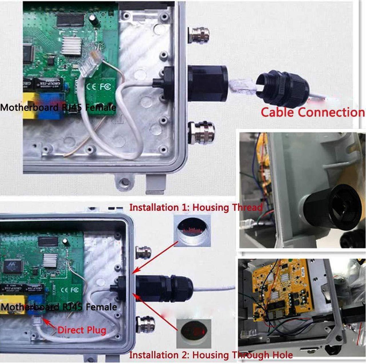 Alt view image 5 of 7 - 2PCS M20 RJ45 Waterproof Cat5/5e/6 8P8C Connector IP67 Ethernet LAN Cable Connector Double Head with Shield Cat6 Network Cable Outdoor LAN Coupler Adapter Male to Female