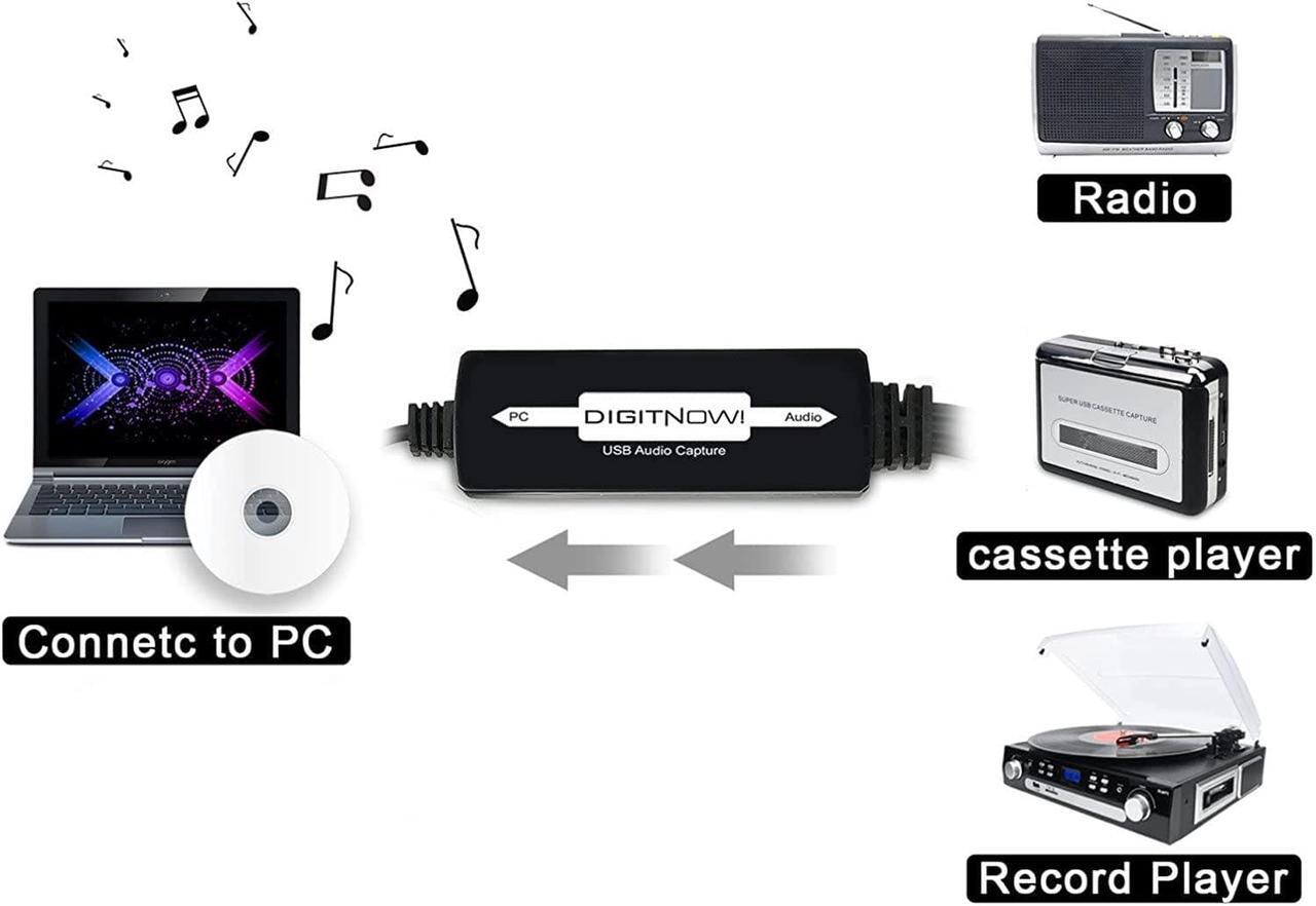 Alt view image 2 of 6 - USB Audio Capture Card Grabber for Vinyl Cassette Tapes to Digital MP3 Converter Support Mac & Windows 10/8.1/8 / 7 / Vista/XP