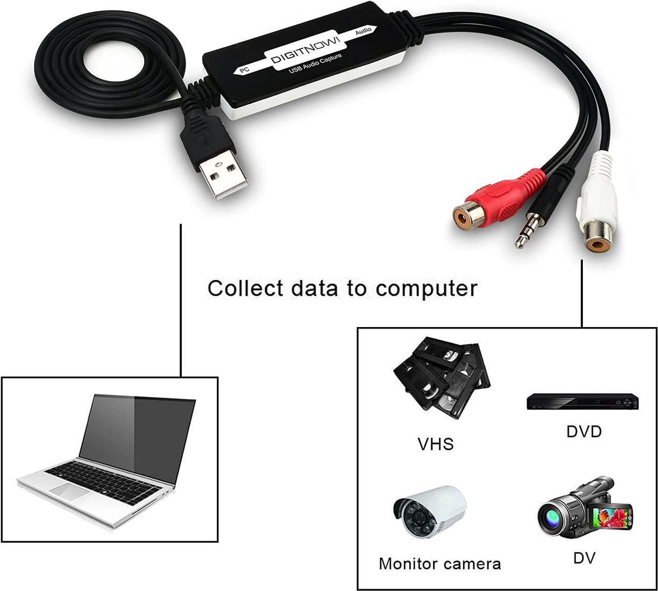 Alt view image 3 of 6 - USB Audio Capture Card Grabber for Vinyl Cassette Tapes to Digital MP3 Converter Support Mac & Windows 10/8.1/8 / 7 / Vista/XP
