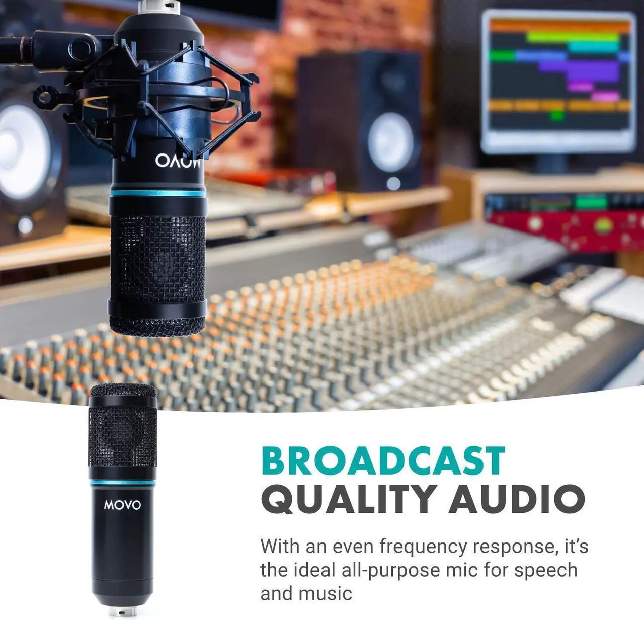 Alt view image 3 of 7 - Movo 4-Pack Universal XLR Podcast Microphone Bundle- Includes 4 Cardioid Condenser Mics, Desktop Mic Stands, Pop Filters, Shock Mounts, and Cables for Zoom, Laptop, Phone - Home Studio Starter Kit