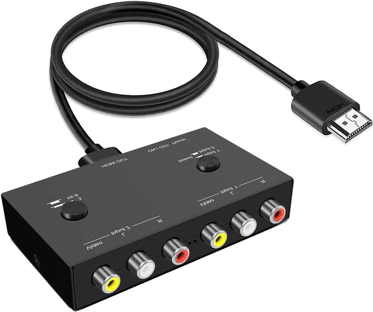 Main image of 6 Port RCA to HDMI Converter/6Port AV to HDMI Adapter Converter 720/1080P Support 16:9/4:3 Switcher Compatible with WII, N64, PS2,PS3, VHS, VCR DVD Players etc. (6AV Input 1 HDMI Output)