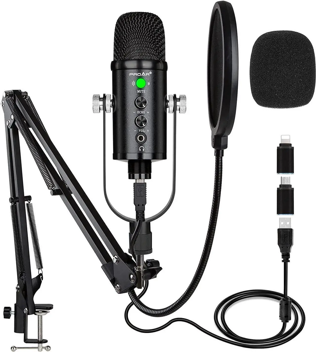 Main image of USB Microphone Condenser Computer PC Gaming Mic Podcast Microphone Kit for Streaming,Recording,Vocals,ASMR,Voice,Cardioid Studio Microphone for Phone/Pad/Android/MAC/Laptop/PS4/USB C Phone,YouTube