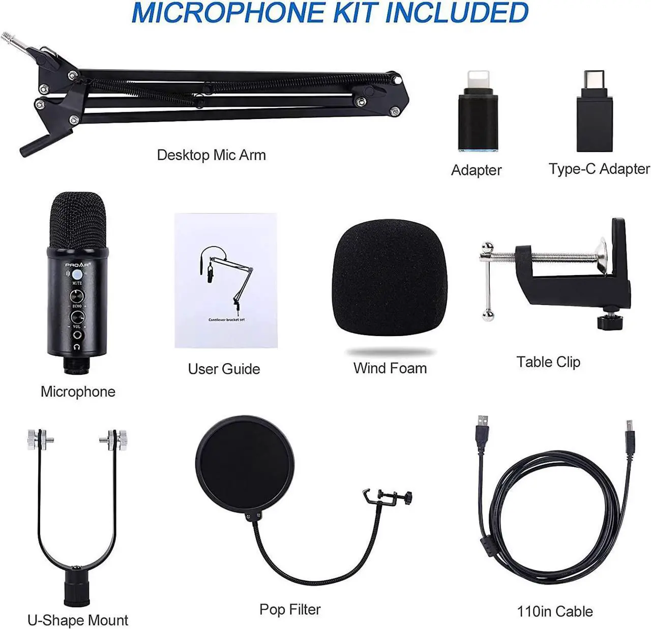 Alt view image 7 of 7 - USB Microphone Condenser Computer PC Gaming Mic Podcast Microphone Kit for Streaming,Recording,Vocals,ASMR,Voice,Cardioid Studio Microphone for Phone/Pad/Android/MAC/Laptop/PS4/USB C Phone,YouTube