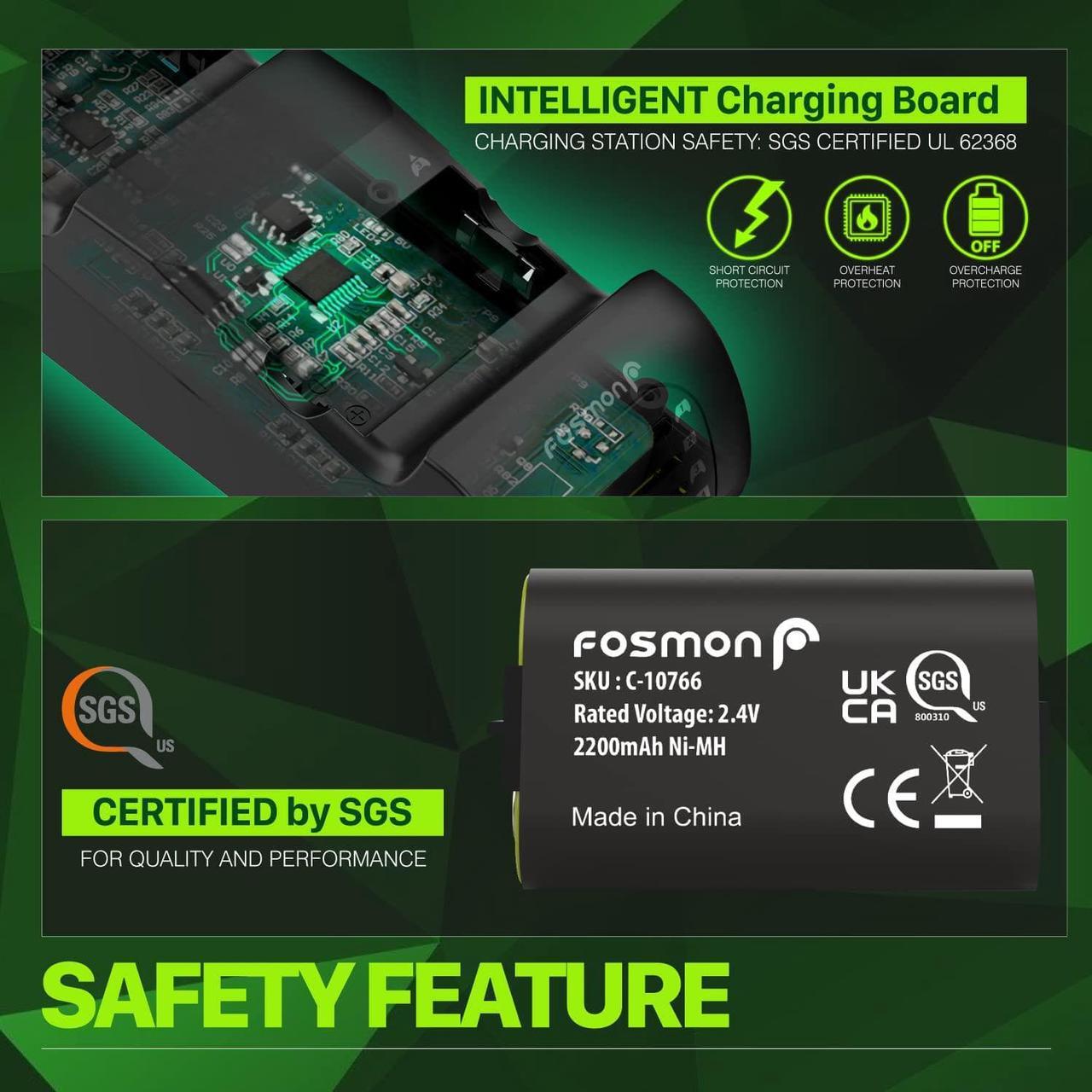 Alt view image 5 of 6 - Fosmon Quad PRO 2 MAX Charger Compatible with Xbox Series X/S, Xbox One/One X/One S Elite Controllers, High Speed Docking Charging with High Capacity 4X 2200mAh Rechargeable Battery Packs - Black