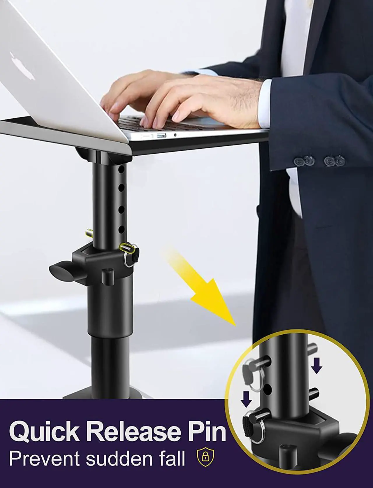 Alt view image 6 of 7 - OUKMIC Clamp On Desktop Speaker Stand Holder Pair, Heavy Duty Audio Studio Monitor Stands Riser Tilt Height Adjustable, Universal Desk Mount Shelf Tray for Subwoofer Surround Sound Bookshelf Laptop