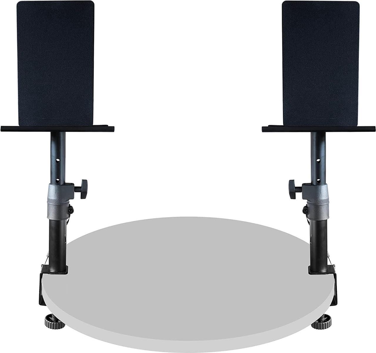 Alt view image 2 of 6 - ZONDER Desktop Speaker Stands Clamp Pair - Adjustable Studio Monitor Stands Desk Clamp - 360º Rotation for PC Laptop Gaming - with Foldable Aluminum Headphone Hanger for Headset Game Controllers