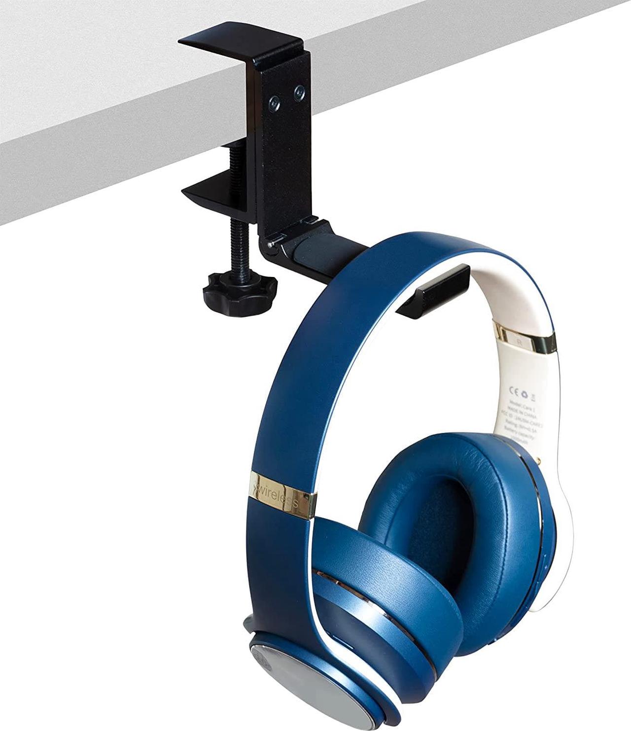 Alt view image 4 of 6 - ZONDER Desktop Speaker Stands Clamp Pair - Adjustable Studio Monitor Stands Desk Clamp - 360º Rotation for PC Laptop Gaming - with Foldable Aluminum Headphone Hanger for Headset Game Controllers