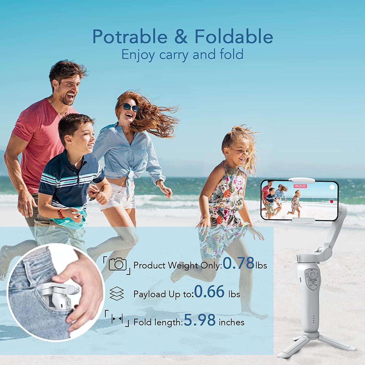 Alt view image 6 of 7 - Gimbal stabilizer for Smartphone,3-Axis Phone Gimbal for Android & iPhone 14 Pro Max,Phone Stabilizer for Video Recording with Face/Object Tracking,Vlogging Kit,Portable-JCROBOT iSleeky L7C Pro