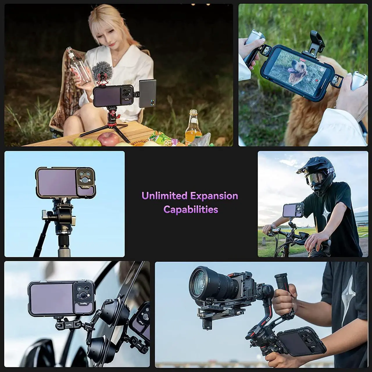 Alt view image 3 of 7 - SmallRig Video Rig Cage for iPhone 14 Pro with Dual Cold Shoes, Aluminum Mobile Phone Stabilizer, Smartphone Video Rig Cage for Filmmaking / Videography / Live Streaming / Vlog- 4075