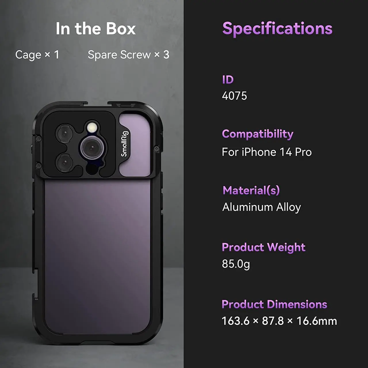 Alt view image 6 of 7 - SmallRig Video Rig Cage for iPhone 14 Pro with Dual Cold Shoes, Aluminum Mobile Phone Stabilizer, Smartphone Video Rig Cage for Filmmaking / Videography / Live Streaming / Vlog- 4075