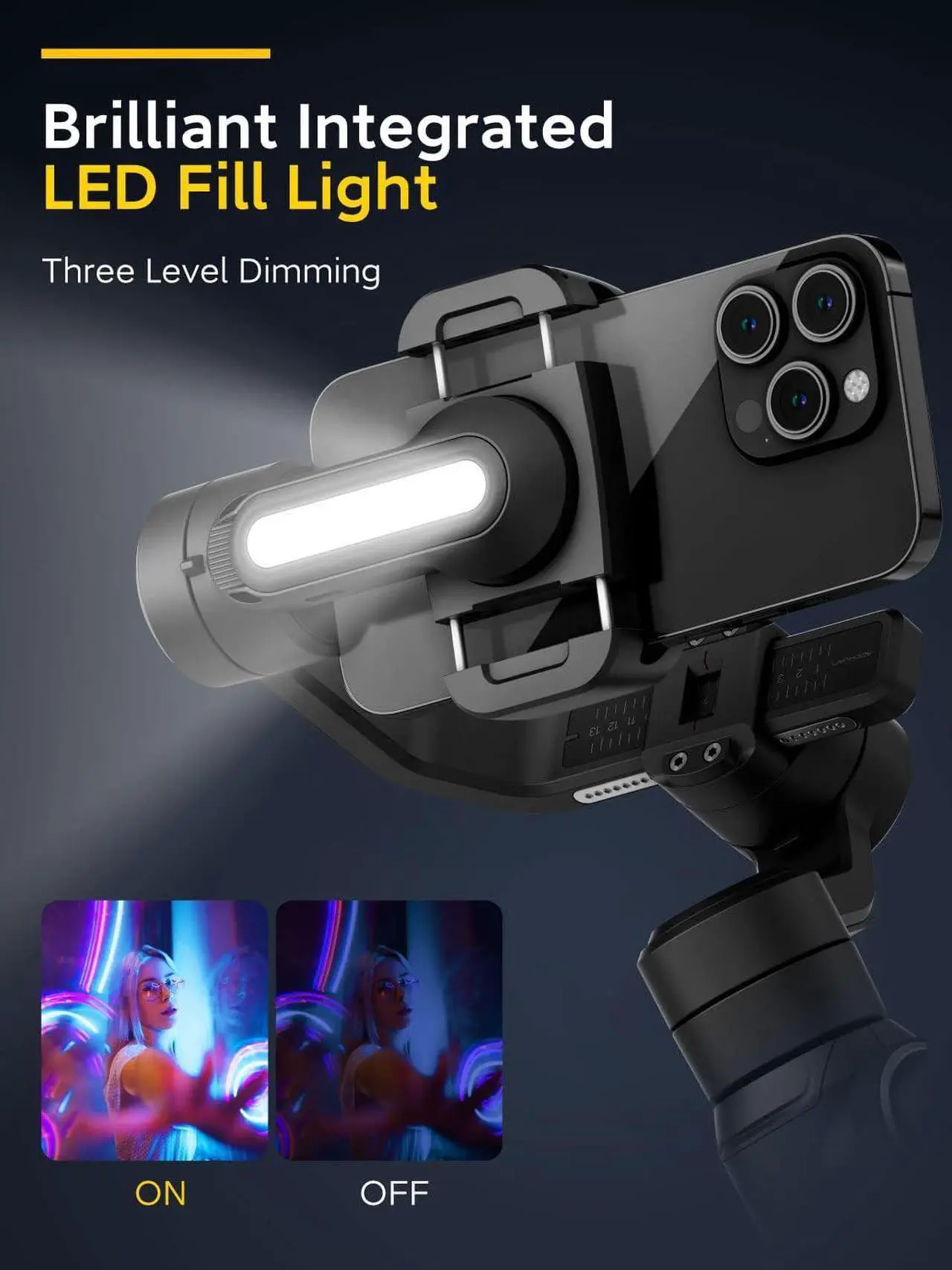 Alt view image 2 of 7 - AOCHUAN Smart S2 Gimbal Stabilizer for Smartphone Professional Industry-Standard 3-Axis Phone Gimbal with Extendable Rod Microphone Fill Light Gimbal for iPhone and Android Vlogging TikTok YouTube