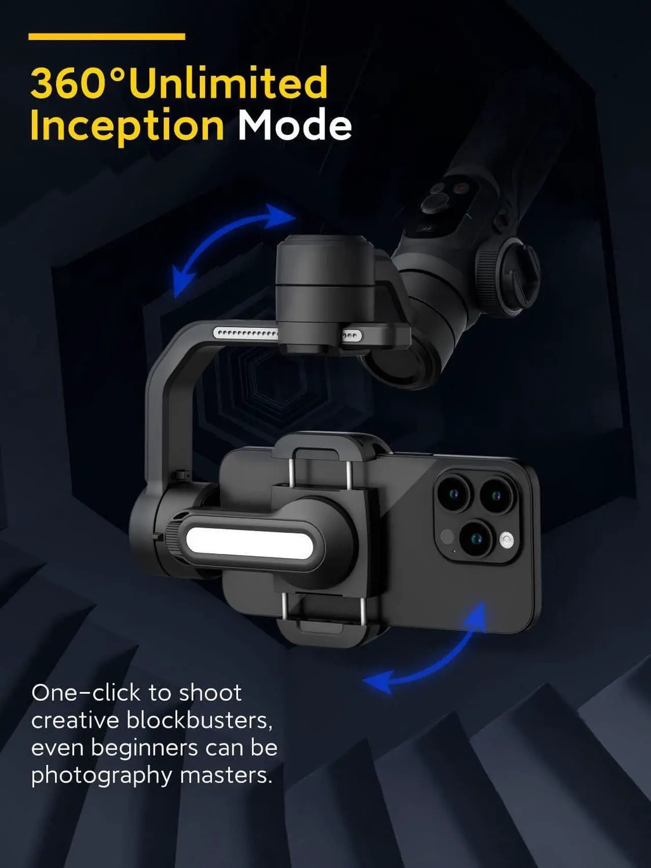 Alt view image 4 of 7 - AOCHUAN Smart S2 Gimbal Stabilizer for Smartphone Professional Industry-Standard 3-Axis Phone Gimbal with Extendable Rod Microphone Fill Light Gimbal for iPhone and Android Vlogging TikTok YouTube