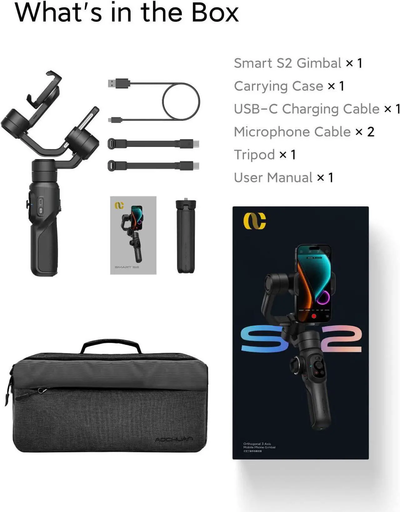 Alt view image 6 of 7 - AOCHUAN Smart S2 Gimbal Stabilizer for Smartphone Professional Industry-Standard 3-Axis Phone Gimbal with Extendable Rod Microphone Fill Light Gimbal for iPhone and Android Vlogging TikTok YouTube