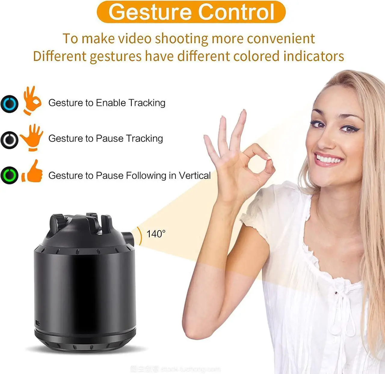 Alt view image 4 of 6 - Smart Motion Tracking Phone Holder, Auto Face Tracking Tripod 360° Rotation, Snapshot Shelfystand, No App Required Moving Tripod for Video Recording, Live Vlog, TIK Tok