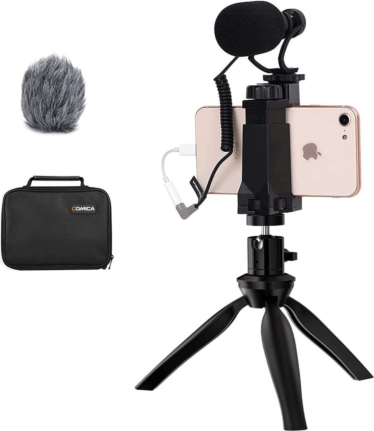Main image of Comica CVM-VM10-K2 Smartphone Microphone with Tripod, Shotgun Video Mic for iPhone and Android Phone, Vlogging Kit for Youtube Recording Facebook Live, 3.5 mm TRRS