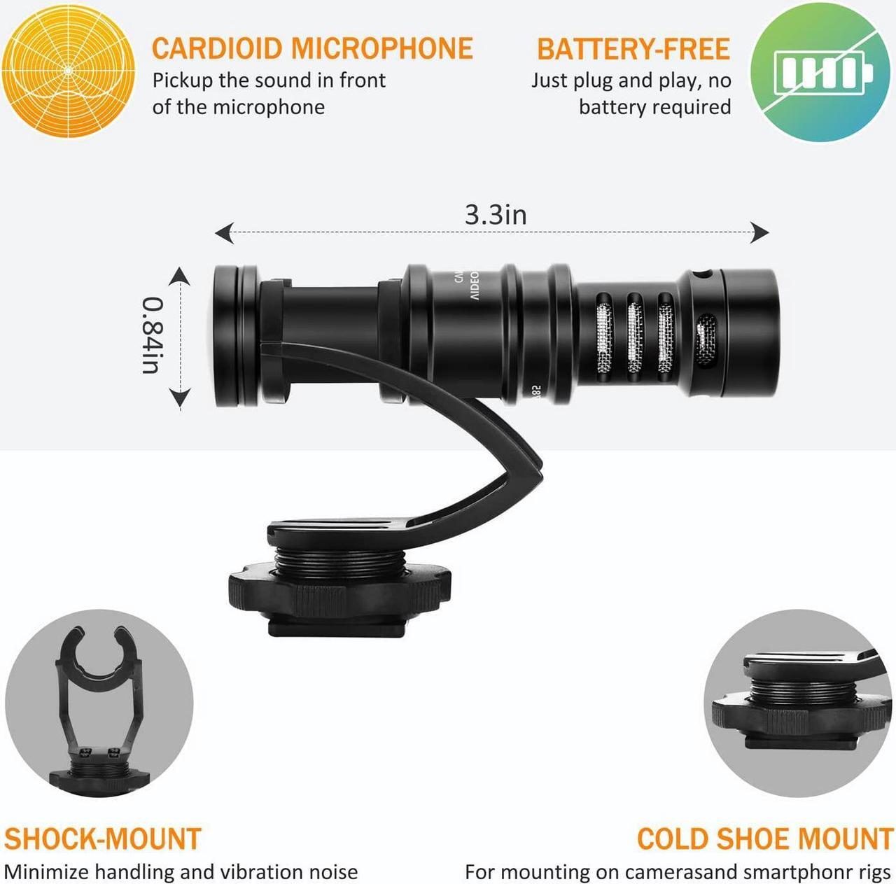 Alt view image 3 of 6 - Comica CVM-VM10-K2 Smartphone Microphone with Tripod, Shotgun Video Mic for iPhone and Android Phone, Vlogging Kit for Youtube Recording Facebook Live, 3.5 mm TRRS