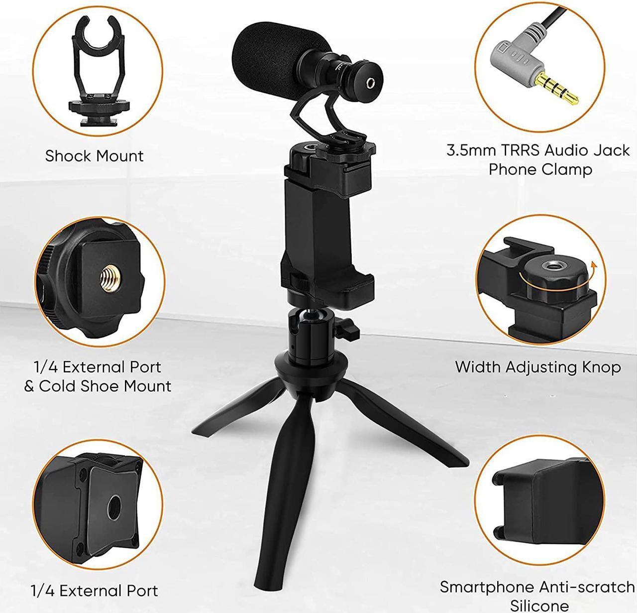 Alt view image 6 of 6 - Comica CVM-VM10-K2 Smartphone Microphone with Tripod, Shotgun Video Mic for iPhone and Android Phone, Vlogging Kit for Youtube Recording Facebook Live, 3.5 mm TRRS