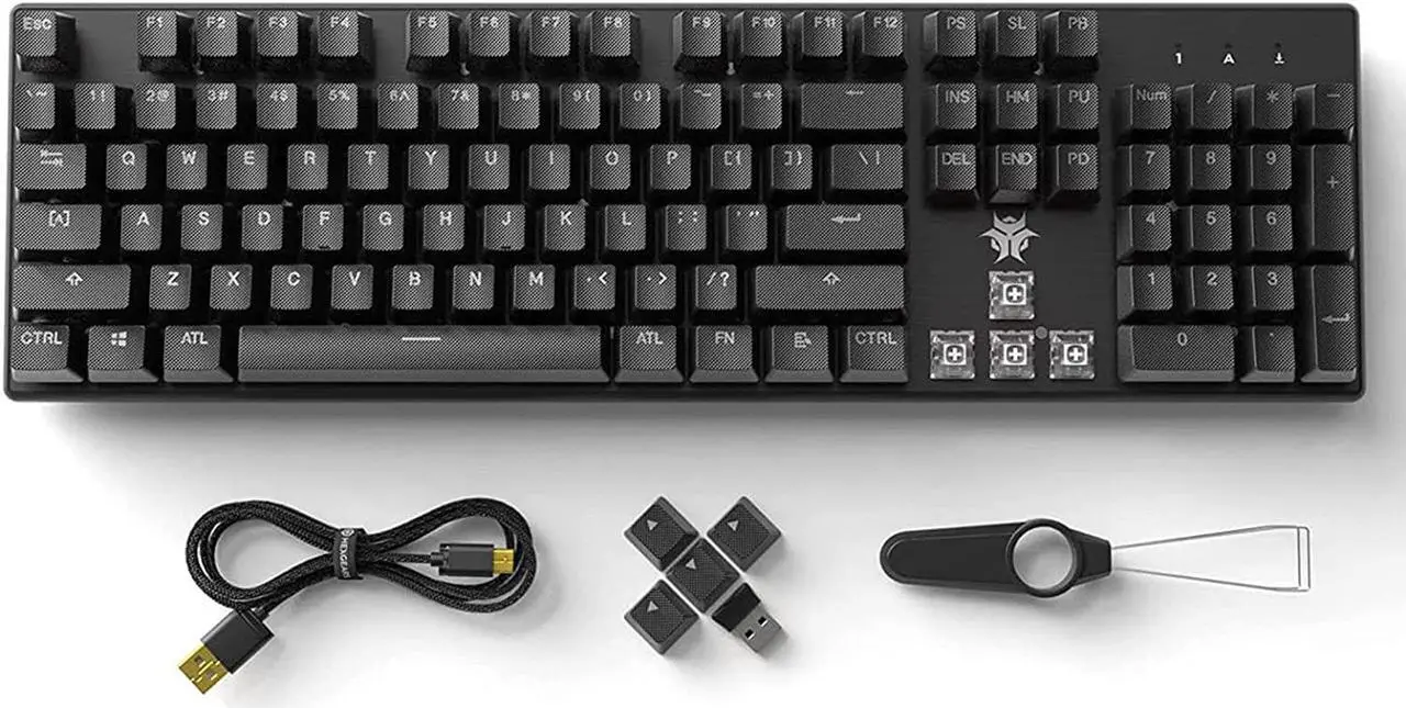 Main image of Hexgears G5 2.4G Wireless Mechanical Keyboard 104 Key, Wireless and Type-C Wired Connection, 100% Full-Size, Blue LED Backlit, Windows and Mac OS Compatible Black Keyboard Kailh Box White Switches