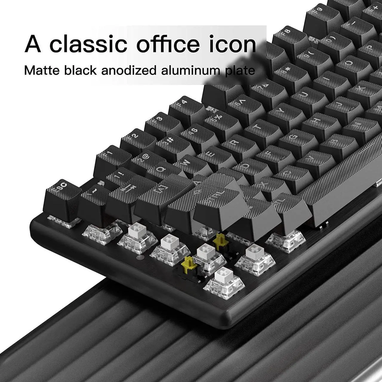 Alt view image 4 of 7 - Hexgears G5 2.4G Wireless Mechanical Keyboard 104 Key, Wireless and Type-C Wired Connection, 100% Full-Size, Blue LED Backlit, Windows and Mac OS Compatible Black Keyboard Kailh Box White Switches