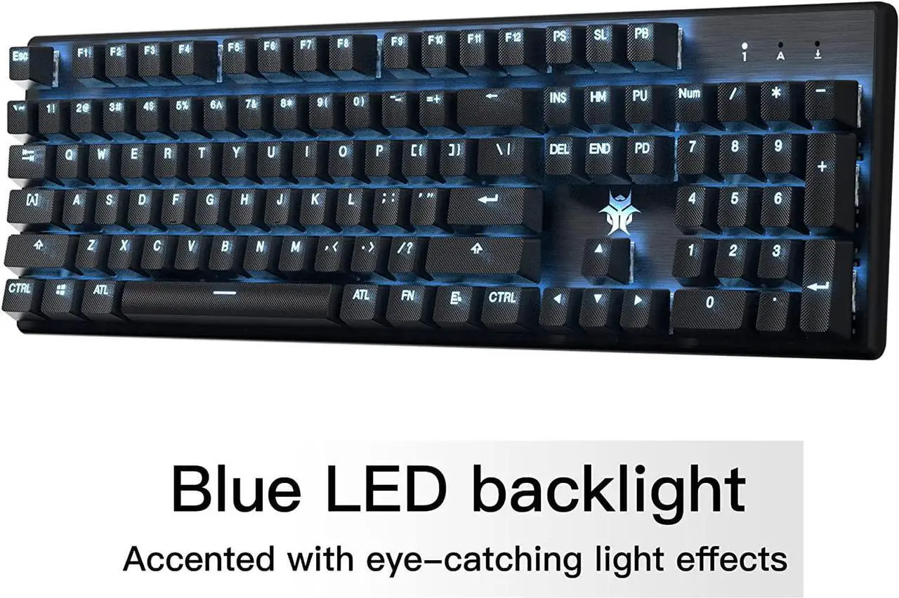 Alt view image 7 of 7 - Hexgears G5 2.4G Wireless Mechanical Keyboard 104 Key, Wireless and Type-C Wired Connection, 100% Full-Size, Blue LED Backlit, Windows and Mac OS Compatible Black Keyboard Kailh Box White Switches