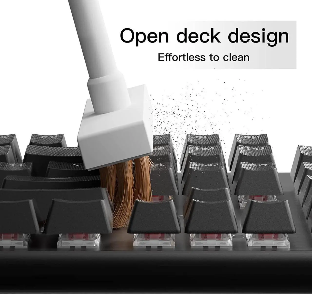 Alt view image 6 of 7 - Hexgears G5 2.4G Wireless Mechanical Keyboard 104 Key, Wireless and Type-C Wired Connection, 100% Full-Size, Blue LED Backlit, Windows and Mac OS Compatible Black Keyboard Kailh Box White Switches