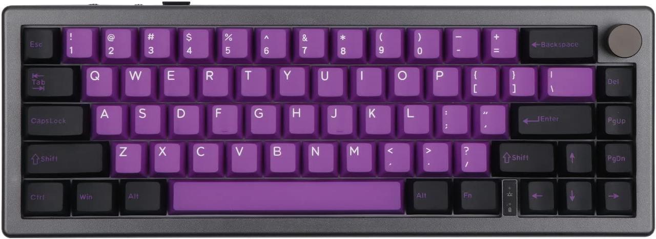 EPOMAKER EK68 65% Wireless Gaming Keyboard, Hot Swappable Gasket Mechanical Keyboard with Metal Knob, Bluetooth 5.0/2.4Ghz Wireless/USB-C Wired Custom Keyboard (Black Purple, Flamingo Switch)