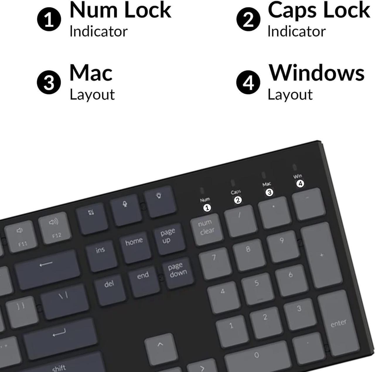 Alt view image 6 of 7 - Keychron K5 Hot-swappable Wireless Bluetooth/USB Wired Gaming Mechanical Keyboard, Ultra-Slim Full Size Layout 104 Keys White Backlight for Mac Windows, Low Profile Gateron Red Switch