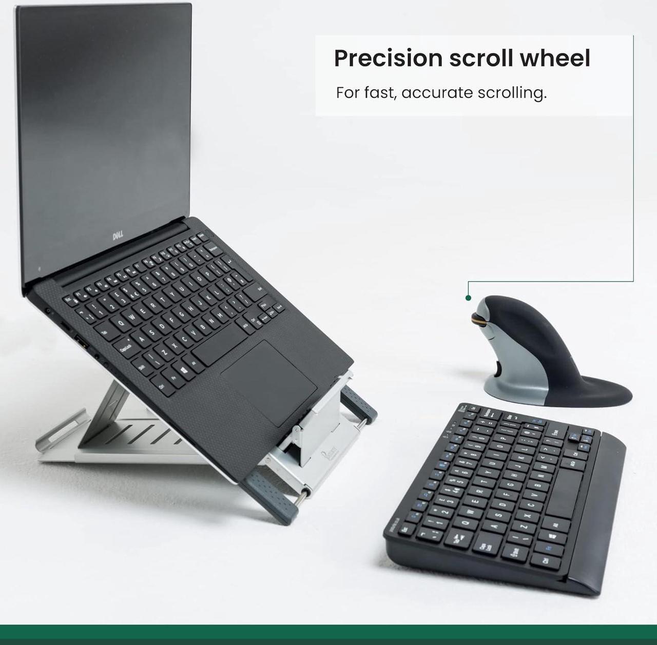 Alt view image 6 of 7 - Posturite Penguin Ambidextrous Wireless Ergonomic Mouse Rechargeable, Alleviates RSI, Easy-Glide, Vertical Design, PC Computer & Apple Mac Compatible (Black/Silver, Size: Small)