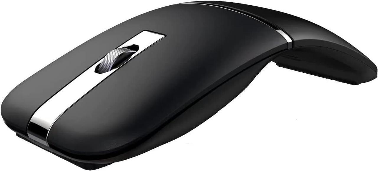 Main image of Foldable Arc Wireless Mouse with USB Receiver, Bluetooth 2.4GHz Dual-Mode Rechargeable,180° Rotation, Silent Click, Portable Curved Computer Mouse for PC, Laptop, MacBook (Black)