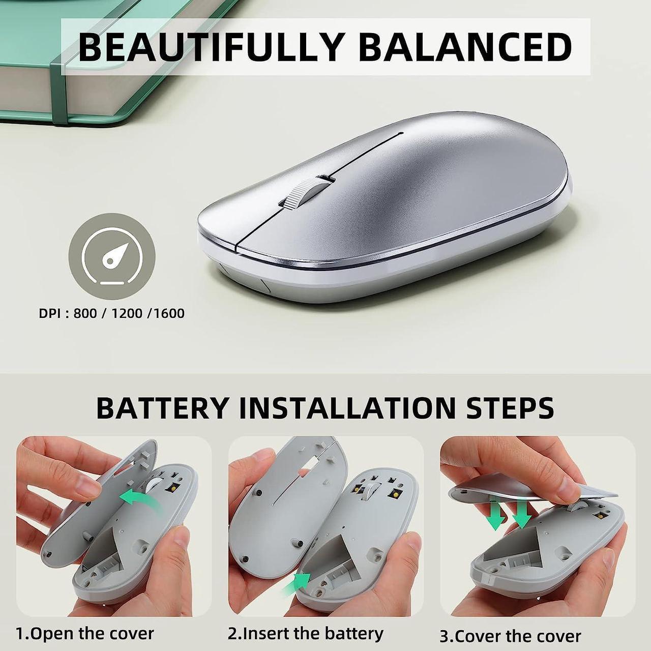 Alt view image 3 of 7 - Bluetooth Keyboard and Mouse Compatible with Mac, OMOTON Ultra-Slim Wireless Keyboard and Mouse Combo Compatiblei with MacOS, MacBook Pro/Air, iMac, Mac Mini, Laptop and PC (Silver)