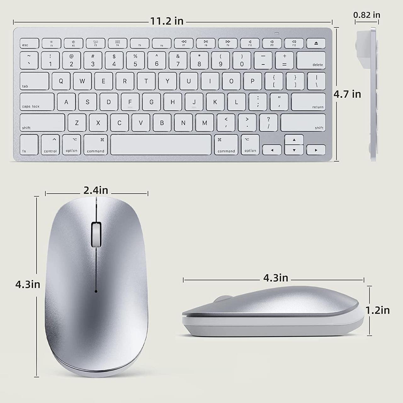 Alt view image 5 of 7 - Bluetooth Keyboard and Mouse Compatible with Mac, OMOTON Ultra-Slim Wireless Keyboard and Mouse Combo Compatiblei with MacOS, MacBook Pro/Air, iMac, Mac Mini, Laptop and PC (Silver)
