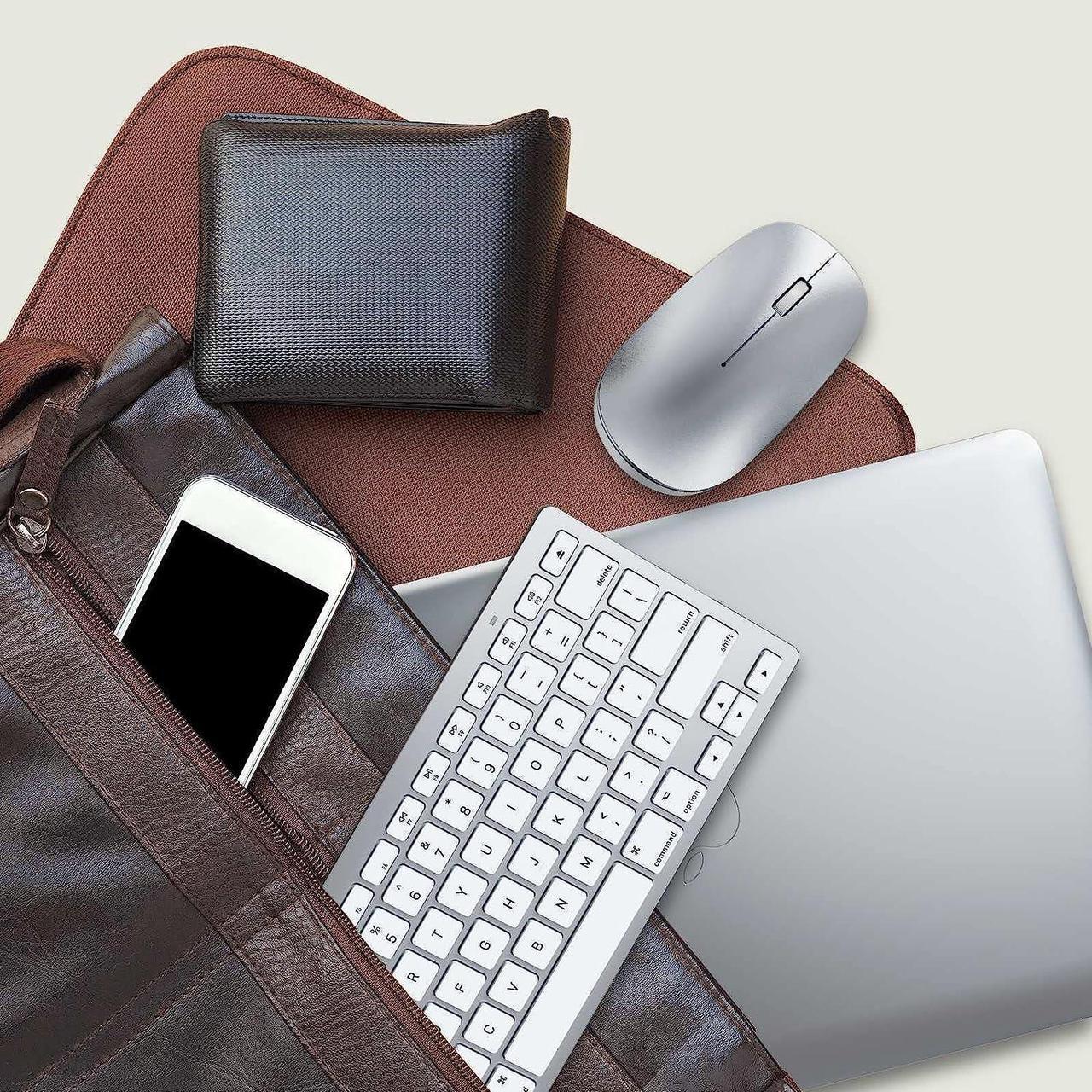 Alt view image 7 of 7 - Bluetooth Keyboard and Mouse Compatible with Mac, OMOTON Ultra-Slim Wireless Keyboard and Mouse Combo Compatiblei with MacOS, MacBook Pro/Air, iMac, Mac Mini, Laptop and PC (Silver)