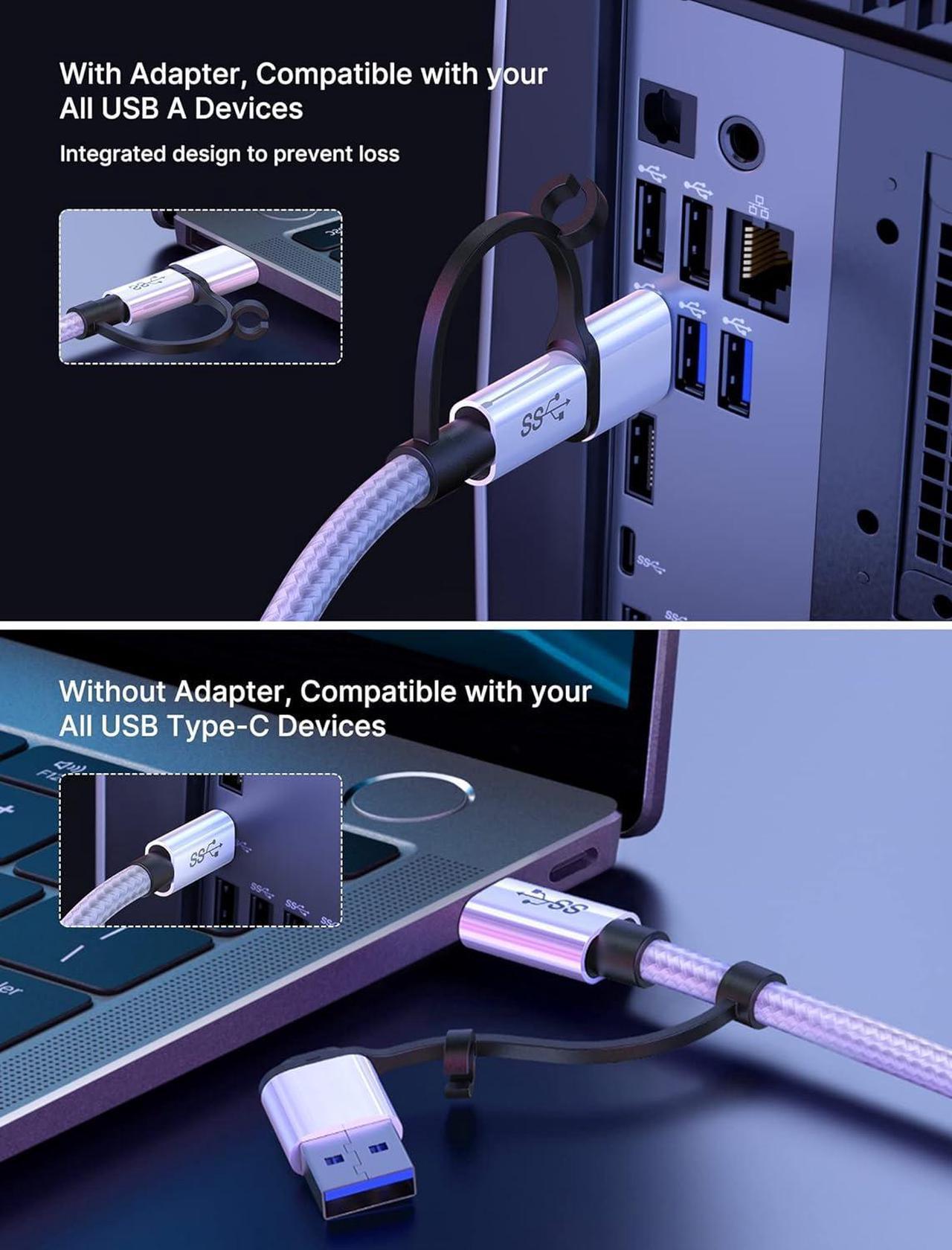 Alt view image 3 of 7 - 2-in-1 Link Cable 16 FT Compatible with Meta/Oculus Quest 3/2 Accessories and PC/Steam VR, USB 3.0 High Speed PC Data Transfer Adapter, Compatible with VR Headset, Gaming PC, Quest 3 & 2 & 1