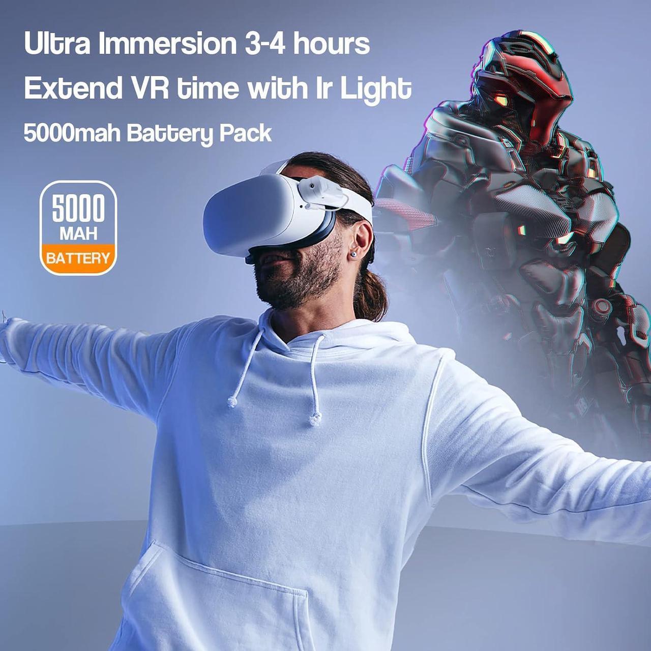 Alt view image 5 of 7 - Hanpusen Battery Pack with Ir Light for Oculus Quest 2, Ir Illuminator Infrared Light with 5000mAh Charger for Quest 2 Accessories, Enhance Tracking in Dark Extended 2-4 Hours Play Time