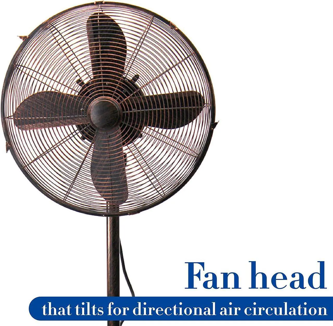 Alt view image 7 of 7 - Designer Aire Oscillating Indoor/Outdoor Standing Floor Fan for Cooling Your Area Fast - 3-Speeds, Adjustable 40-51 Inches in Height, Fits Your Home Decor
