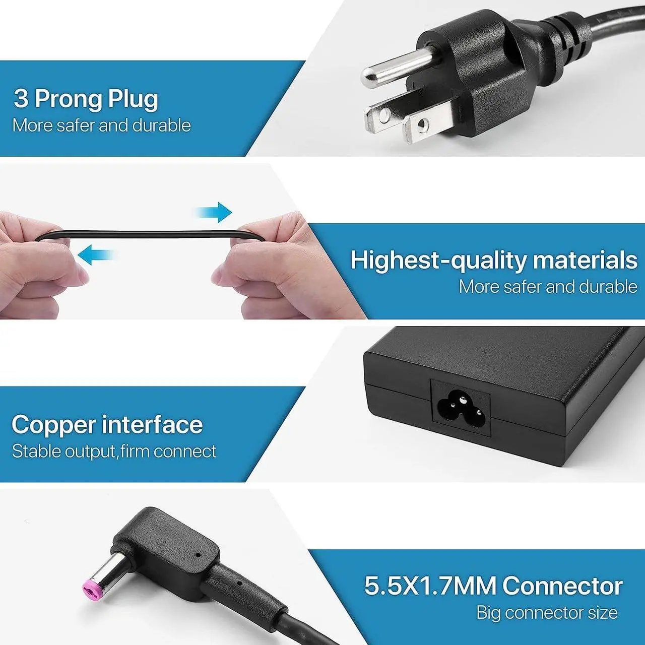 Alt view image 3 of 6 - 135W Charger Fit for Acer Nitro 5 N18C3 AN517-51 AN515-51 52 53 54 55 57 45 N18C4 Series Laptop