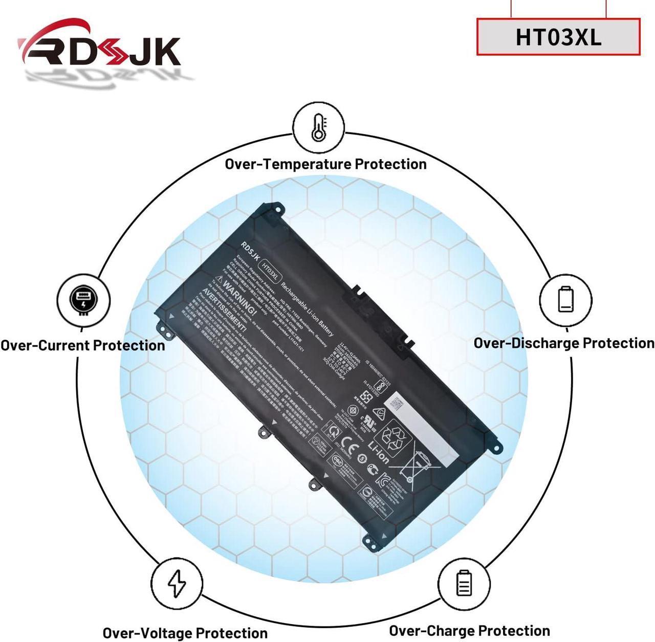 Alt view image 6 of 7 - HT03XL Laptop Battery for HP Pavilion 14-CE 14-cm 15-CS 15-DA 17-by 250 255 340 470 G7 Series HSTNN-IB8O HSTNN-LB8L HSTNN-UB7J HSTNN-DB8S HSTNN-DB8R HSTNN-LB8M HSTNN-IB8X L11421-1C1 L11421-2C2 41.04Wh