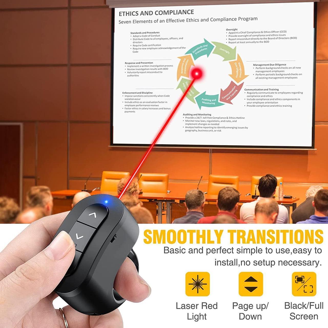Alt view image 2 of 7 - Presentation Clicker USB Rechargeable Powerpoint Clicker Finger Ring RF 2.4GHz Wireless Presenter Remote Clicker for Powerpoint Presentations for Mac Laptop PC
