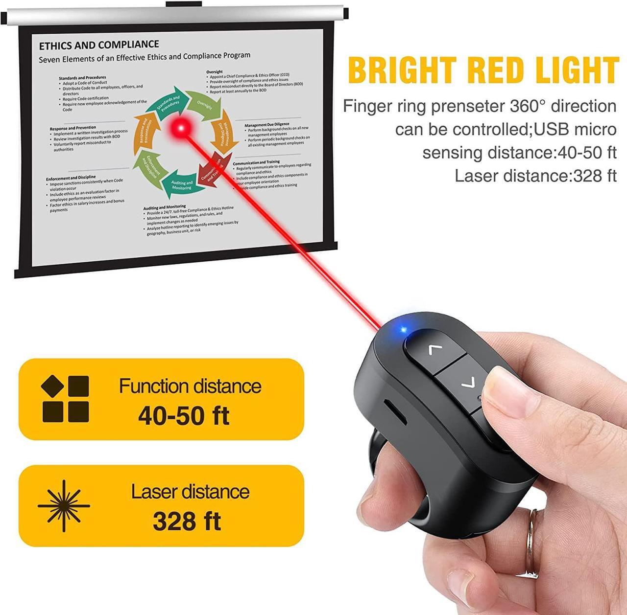 Alt view image 3 of 7 - Presentation Clicker USB Rechargeable Powerpoint Clicker Finger Ring RF 2.4GHz Wireless Presenter Remote Clicker for Powerpoint Presentations for Mac Laptop PC