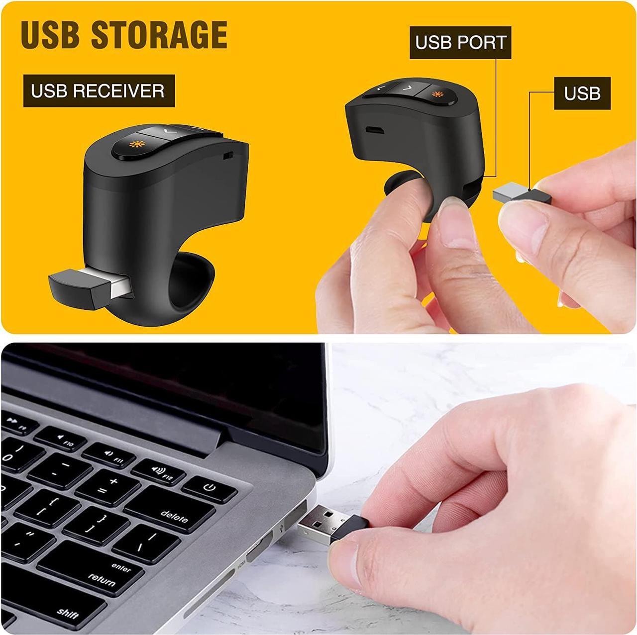 Alt view image 6 of 7 - Presentation Clicker USB Rechargeable Powerpoint Clicker Finger Ring RF 2.4GHz Wireless Presenter Remote Clicker for Powerpoint Presentations for Mac Laptop PC