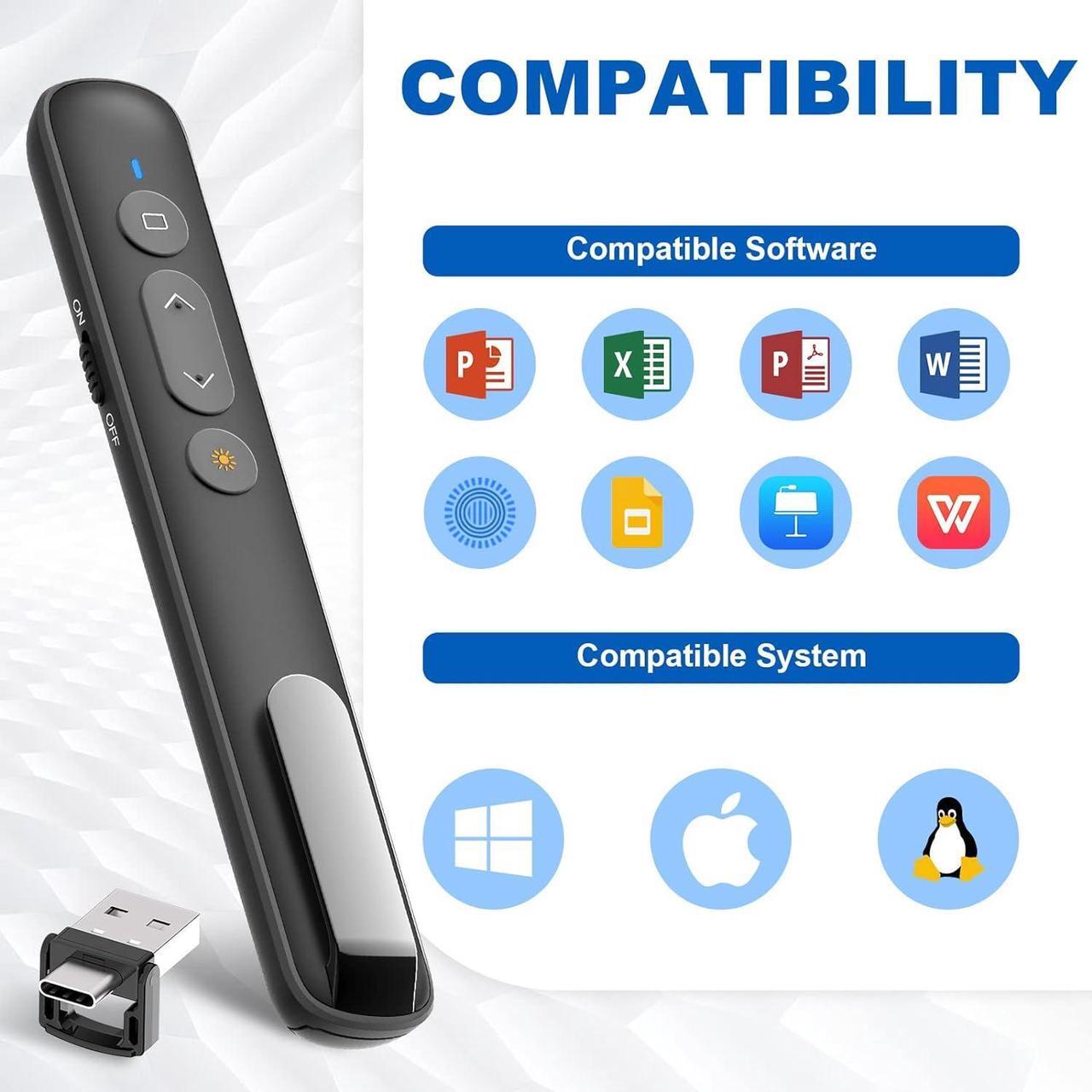 Alt view image 6 of 7 - USB-C/USB-A Laser Pointer for Presentation Clicker PowerPoint Wireless Presenter Remote Google Slide Advancer Projector Smart Board Slideshow Power Point PPT Clicker for Mac/Laptop/Computer/Office