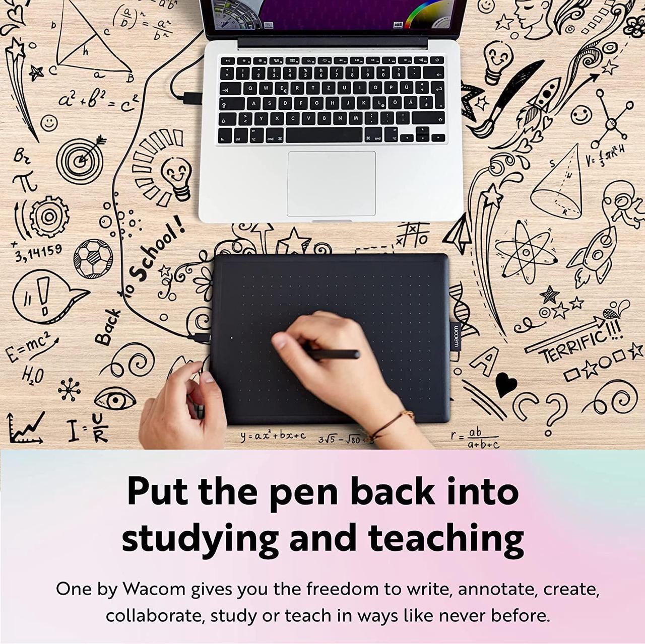 Alt view image 2 of 6 - One by Wacom Medium Graphics Drawing Tablet, Portable and Versatile for Students & Creators,10.9 x 7.4 inches, Ergonomic 2048 Pressure Sensitive Pen, Compatible with Chromebook, Mac & Windows