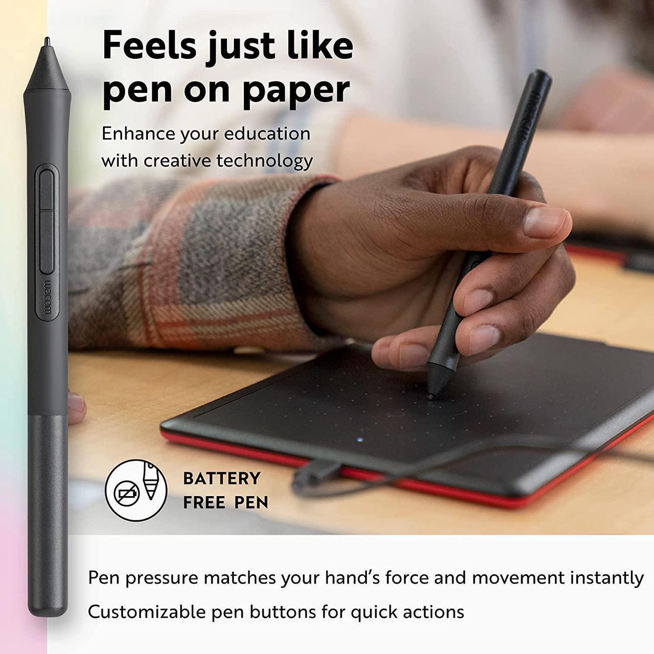 Alt view image 3 of 6 - One by Wacom Medium Graphics Drawing Tablet, Portable and Versatile for Students & Creators,10.9 x 7.4 inches, Ergonomic 2048 Pressure Sensitive Pen, Compatible with Chromebook, Mac & Windows