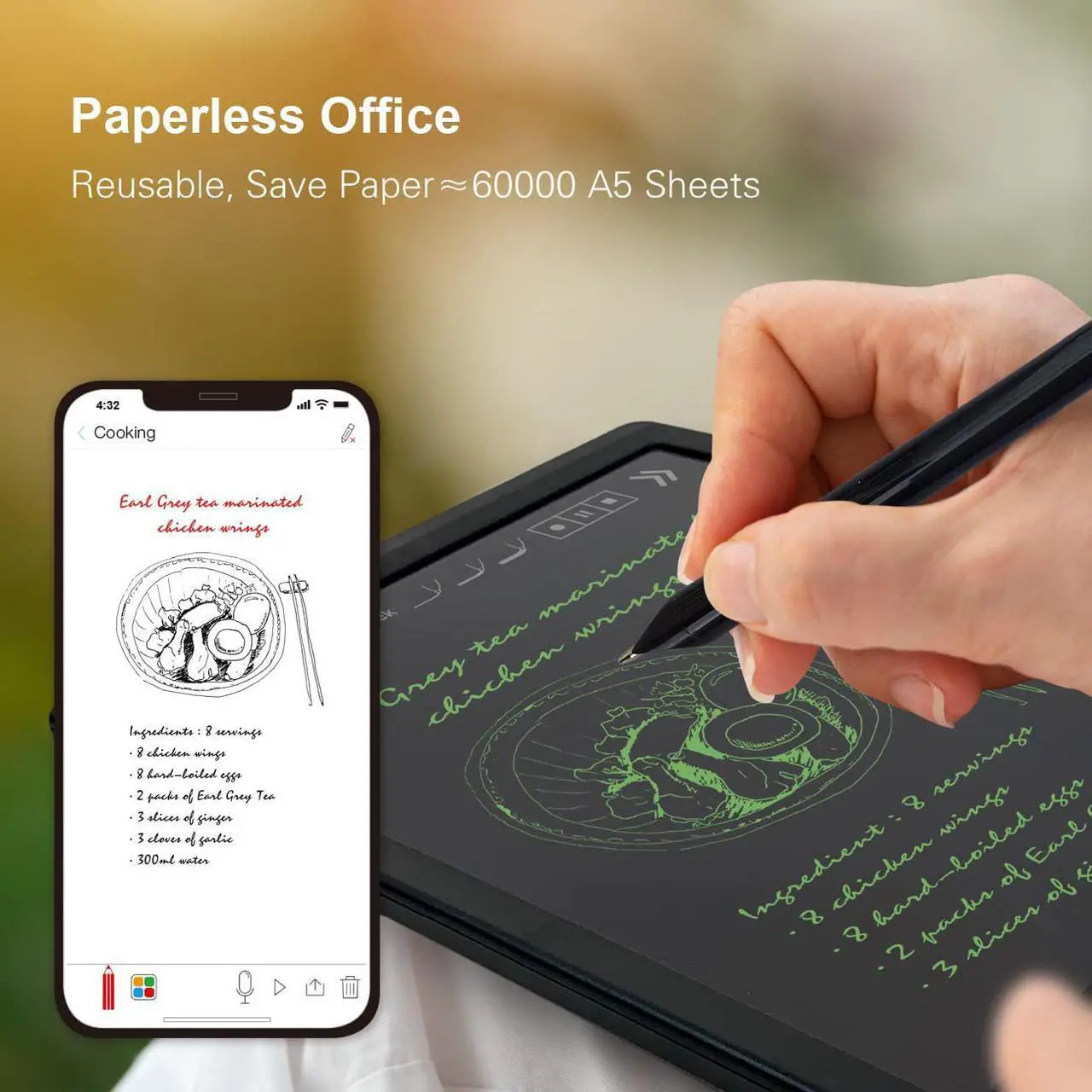 Alt view image 7 of 7 - Ophaya 3 in 1 Digital Pen Smart Pen Writing Set, Includes Smartpen, Smart Notebook & Reusable Writing Tablet, Use with Ophaya App for Notes Taking, Recording, Storing, Compatible with Android and iOS