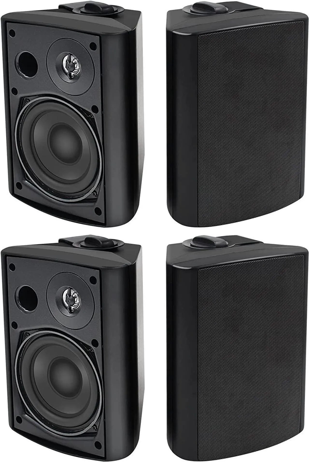 Main image of STUDIOFINIX 5.25 Inches 600 Watts Indoor Outdoor Bluetooth Speakers All Weather Wired Wall Mount System for Patio Deck (4 Speakers)