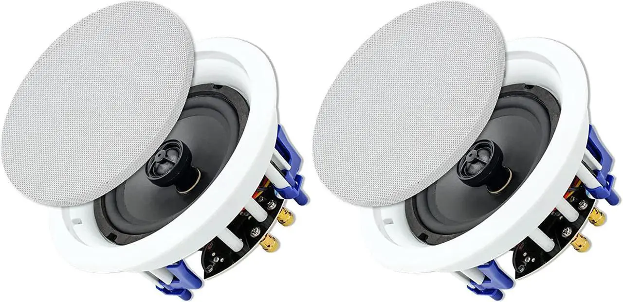 Main image of Herdio Ceiling Speakers 6.5 Inch, 320W 2-Way Round Flush Mount Speakers, Premium Stereo Sound, Easy to Install, Perfect for Home Theater Living Room Bathroom Office, (White, Pair)