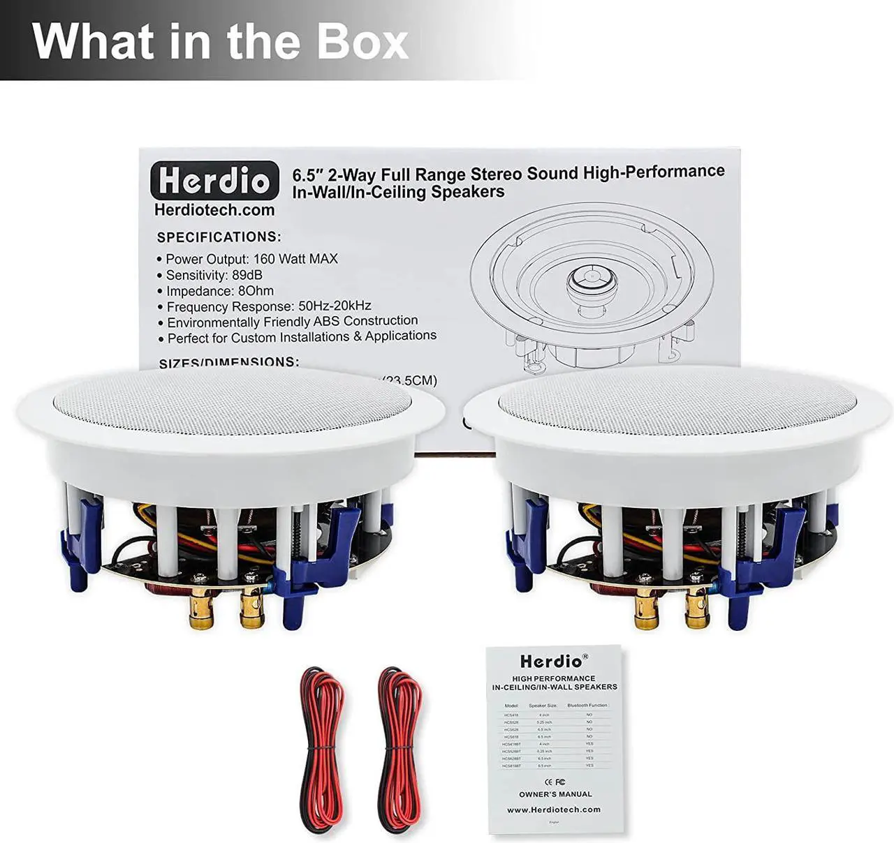 Alt view image 7 of 7 - Herdio Ceiling Speakers 6.5 Inch, 320W 2-Way Round Flush Mount Speakers, Premium Stereo Sound, Easy to Install, Perfect for Home Theater Living Room Bathroom Office, (White, Pair)